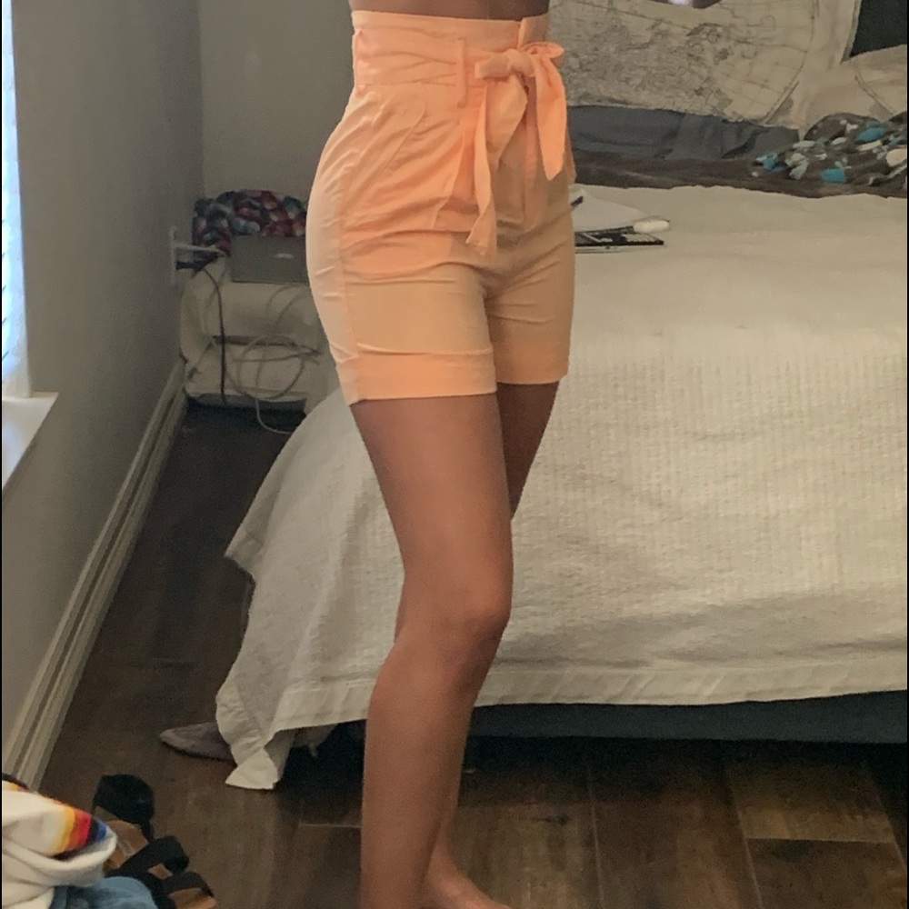 High wasted linen shorts